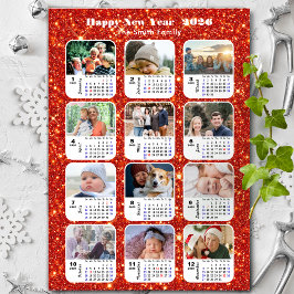 Cartão De Festividades Família Calendar 2026 12 Colagem Fotográfica Verme
