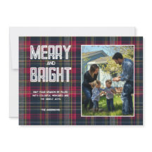 Família com Tartan Personalizado Merry & Bright em