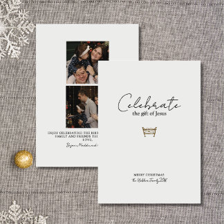 Cartão De Festividades Família Cristã Foto Religiosa da Natividade Elegan