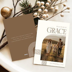 Cartão De Festividades Família Cristã Religiosa Arco Foto Natal