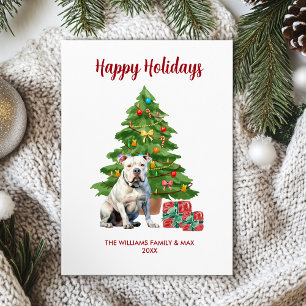 Cartão De Festividades Família de Cachorro Bulldog Natal