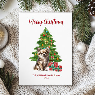 Cartão De Festividades Família de cachorro Chihuahua fofo no Natal