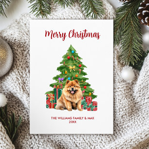 Cartão De Festividades Família de Cachorro Chow Chow Fofo no Natal