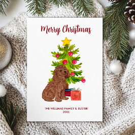 Cartão De Festividades Família de Cachorro Goldendoodle Natal