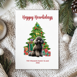 Cartão De Festividades Família de Cachorro Poodle Fofo no Natal