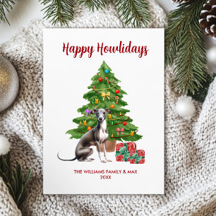Cartão De Festividades Família de Cães Greyhound Natal