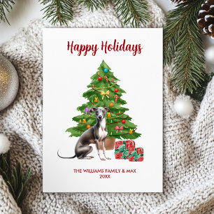 Cartão De Festividades Família de Cães Greyhound Natal Fofo
