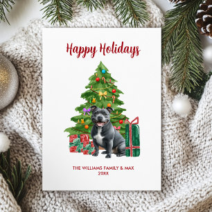 Cartão De Festividades Família de Cães Pitbull Natal