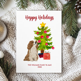 Cartão De Festividades Família de Cães Spaniel Natal