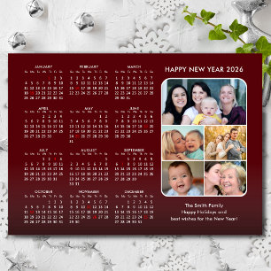 Cartão De Festividades Família de Calendários 2026 5 Foto Moderna Minimal