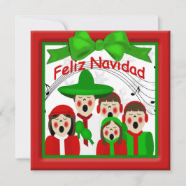 Cartão De Festividades Família de Caroleiros Mexicanos de Natal Cinco Sau