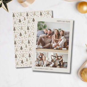 Cartão De Festividades Família de Colagem de Fotos de Natal Neutra