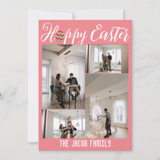 Cartão De Festividades Família de felzs pascoa, páscoa quatro colagem de  (Frente)