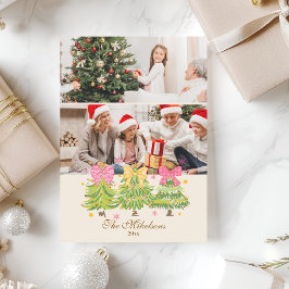 Cartão De Festividades Família de Feriados de Árvores de Fita Brilhante c