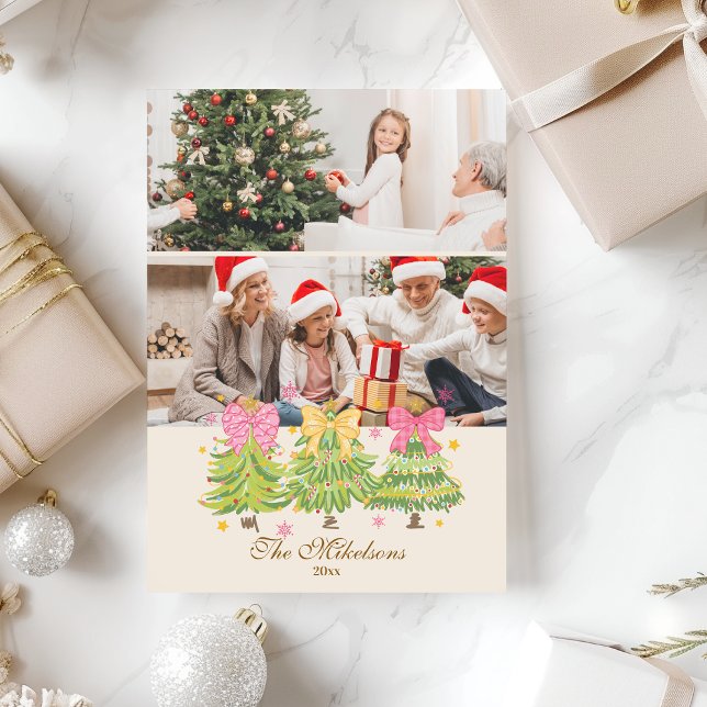 Cartão De Festividades Família de Feriados de Árvores de Fita Brilhante c (Criador carregado)