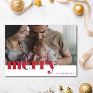 Cartão De Festividades Família de Fotografia de Natal Tipografia Alegre V