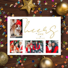 Cartão De Festividades Família de Fotos de Luxo Minimalista de 4 Natal