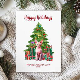 Cartão De Festividades Família de Gatos Sphynx Natal