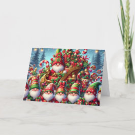 Cartão De Festividades Família de Gnomo Fofa Natal