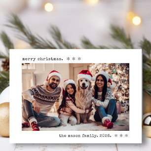 Cartão De Festividades Família de Máquina de Escrever Minimalista Foto Fe