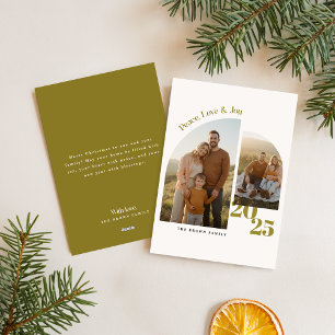 Cartão De Festividades Família de Natal Foto Paz Amor Alegria Minimalista