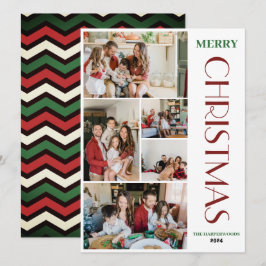 Cartão De Festividades Família de Natal moderna simples e elegante com 5 