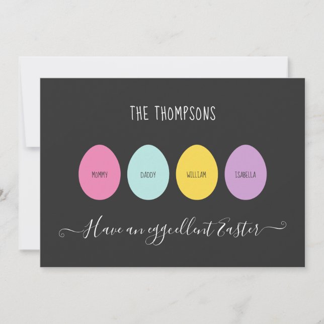 Cartão De Festividades Família de Ovos de Páscoa de 4 Células (Frente)