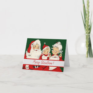 Cartão De Festividades Família de Papai Noel Retro Meados do Século – Kit