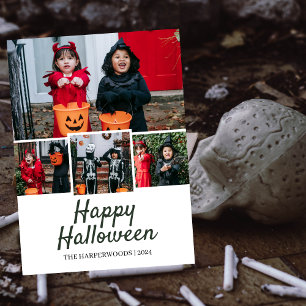 Cartão De Festividades Família de Quatro Foto de Halloween Simples e Eleg