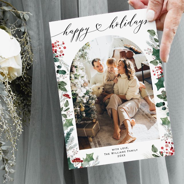 Cartão De Festividades Família de uma única foto minimalista simples (Criador carregado)