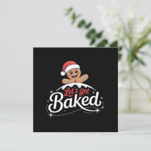Cartão De Festividades Família do Homem de Biscoito de Natal Vamos Ficar