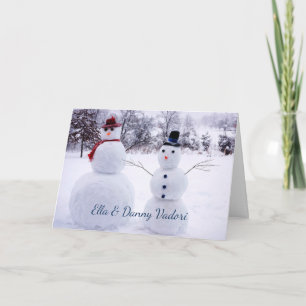 Cartão De Festividades Família Engraçada de Boneco de Neve Natal