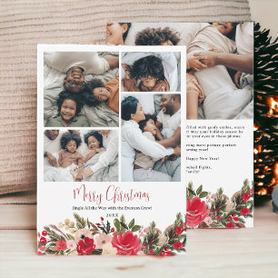 Cartão De Festividades Família floral de Natal moderno 5 fotos