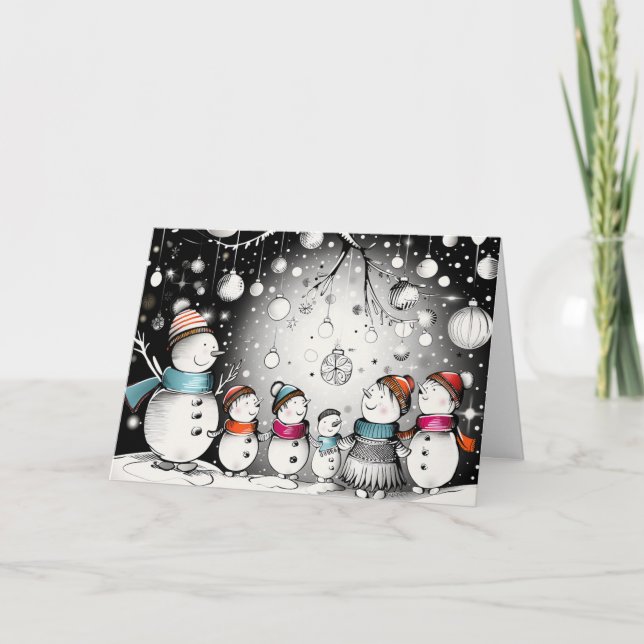 Cartão De Festividades Família Fosco Snowman (Frente)