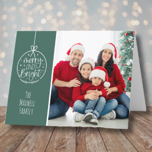 Cartão De Festividades Família Foto Natal Alegre e Brilhante