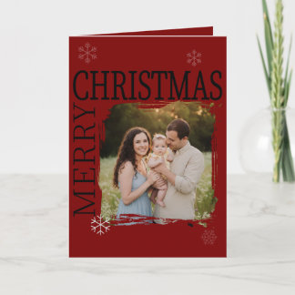 Cartão De Festividades Família Moderna com Pincelada Foto Feliz Natal