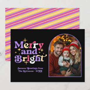 Cartão De Festividades Família Moody Luxe Moderno Retro no Natal Foto