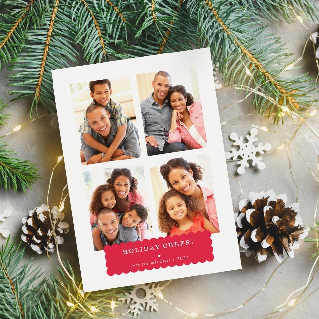Cartão De Festividades FAMÍLIA MULTI FOTO Banner moderno mínimo simples (Criador carregado)