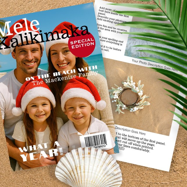 Cartão De Festividades Família Personalizada do Cobrir de Revista Mele Ka (Magazine Cover Mele Kalikimaka Family Personalized Holiday Card by Ricaso. Fun novelty Hawaii style
)