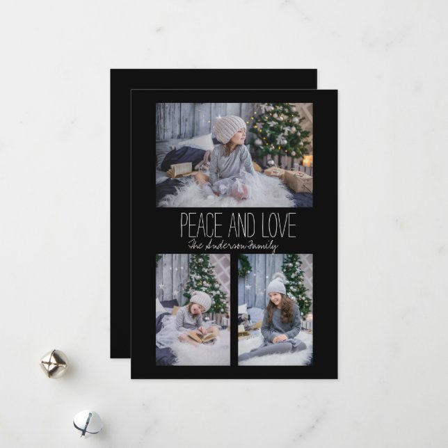 Cartão De Festividades Família simples de três fotos (Frente/Verso In Situ)