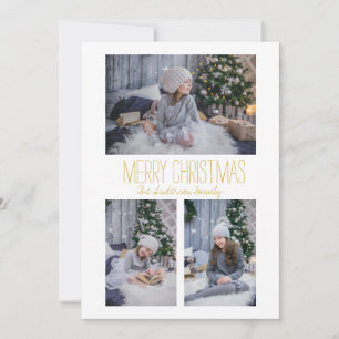 Cartão De Festividades Família Simples de Três Fotos