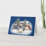 Cartão De Festividades Família Snowman<br><div class="desc">Uma família feliz de boneco de neve trazendo suas saudações de Natal - alterem o verso e você pode usar este design de arte folclórica para quase qualquer propósito!</div>