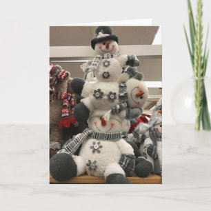 CARTÃO DE FESTIVIDADES FAMÍLIA SNOWMAN DIZ **NATAL MERRY"
