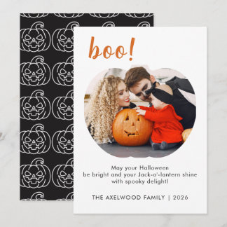 Cartão De Festividades Família Tipográfica Minimalista Boo de Halloween