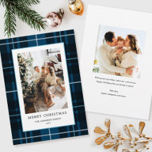 Família Xadrez Natal Foto Azul Escuro Tartan Flat