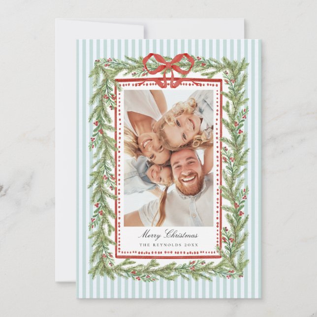 Cartão De Festividades Familiar Foto de Família com Arco Costeiro Natalíc (Frente)