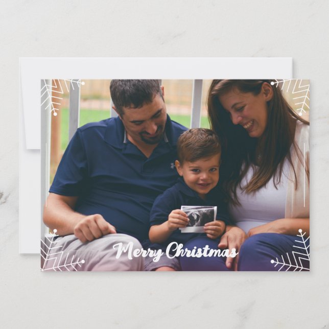 Cartão De Festividades Family Christmas Photo Card with Bible Verse (Frente)