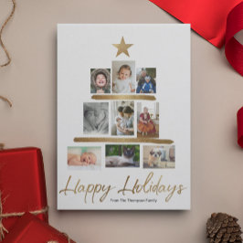 Cartão De Festividades Family Christmas tree photo Collage Year Review
