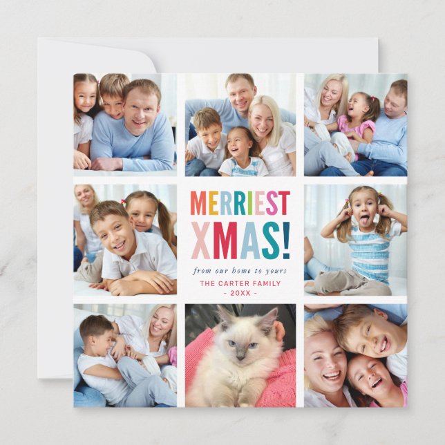 Cartão De Festividades FAMILY HOLIDAY multi 8 photo fun modern squares (Frente)