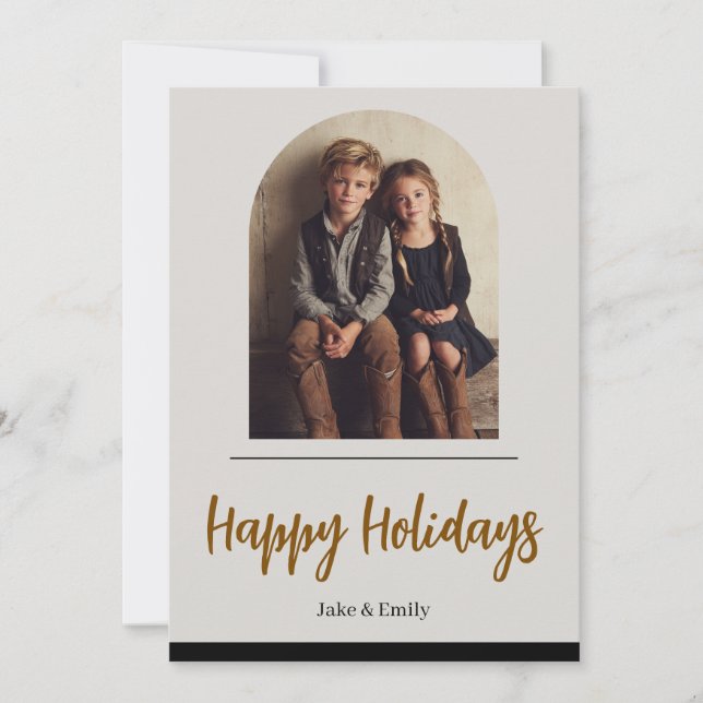Cartão De Festividades Family Photo Christmas Card | Happy Holidays (Frente)